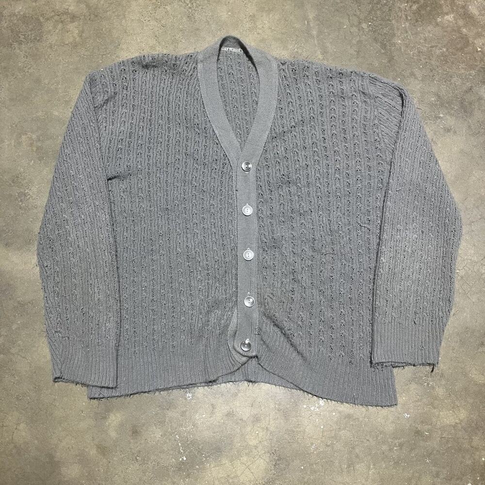 Vintage 70s Grey Knit Acrylic Loose Cardigan